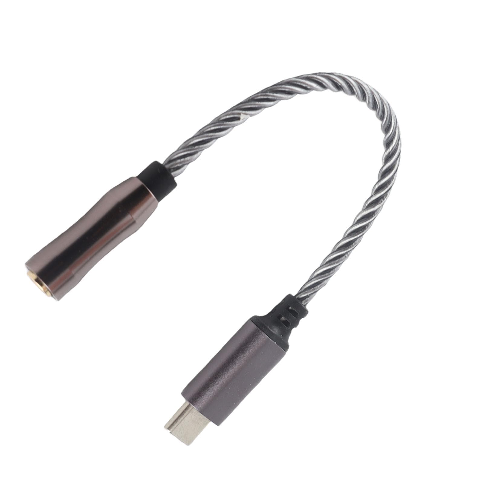 AMONIDA Adattatore Amplificatore per Cuffie da Tipo C a 3,5 Mm Qualità Premium per gli Amanti della Musica Costruzione Placcata Argento da 15 Cm (Grigio freddo)