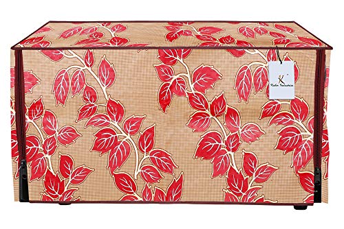 Image of Kuber Industries Leaf Design PVC Microwave Oven Full Closure Cover for 20 Litre (Red) CTKTC33231