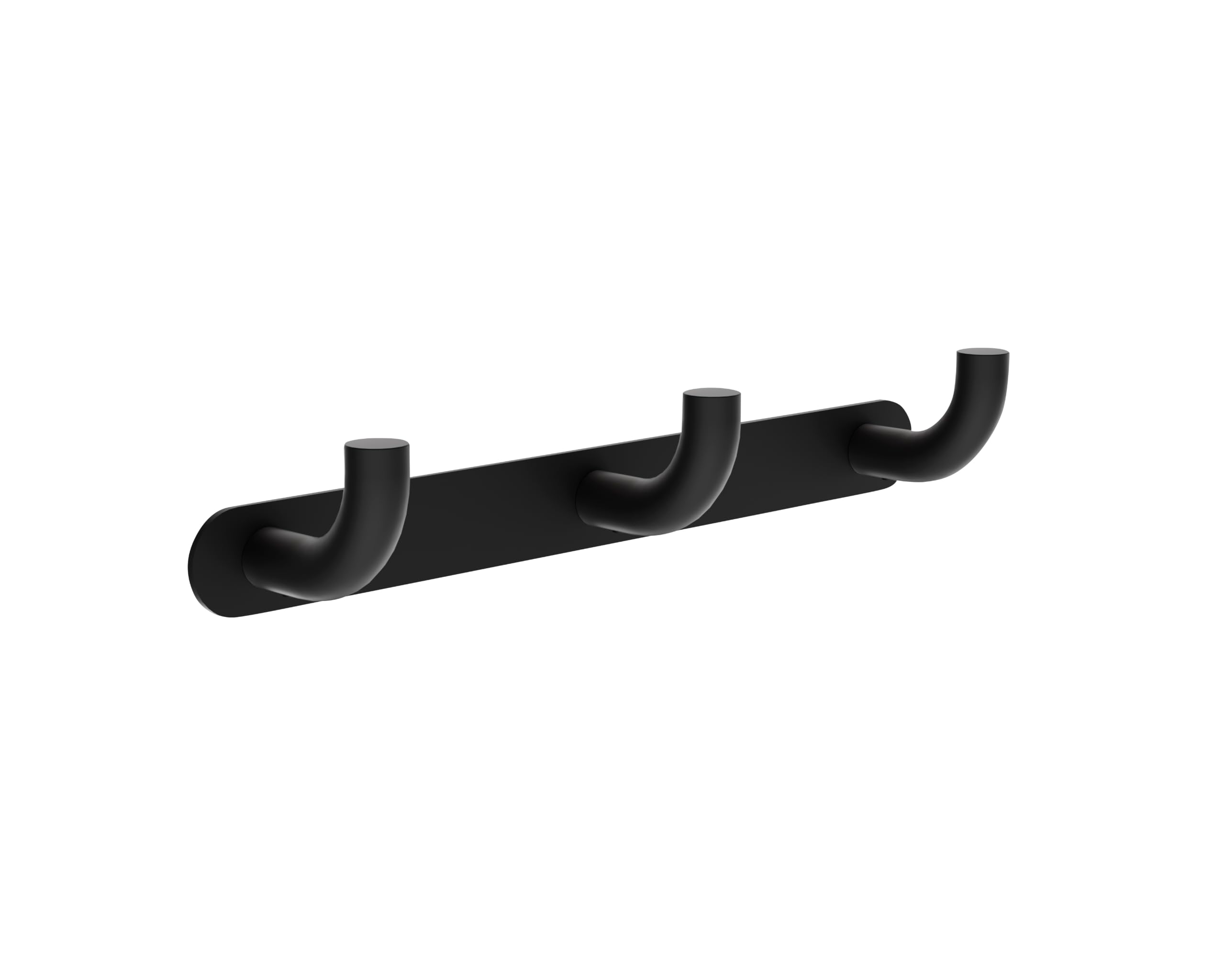 IMEX - Percha Triple Baño Adhesiva sin Taladro Negra Mate | Colgador de Toallas para la Ducha | Accesorio de Cuarto de Baño Resistente a Humedad | Doble Sistema de Fijación (Atornillado o Pegado)