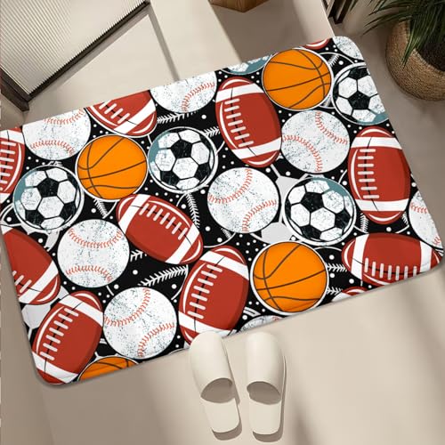 Kids Sports Balls Mat - Balls Rug for Boys Kids Room Sports Carpet Rug for Bedroom Ball Area Rugs, 2x3 Feet