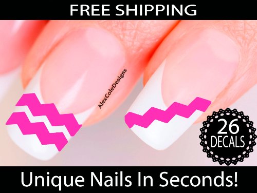THICK Chevron Nail Stickers - Chevron Nail Art (Pretty in Pink)