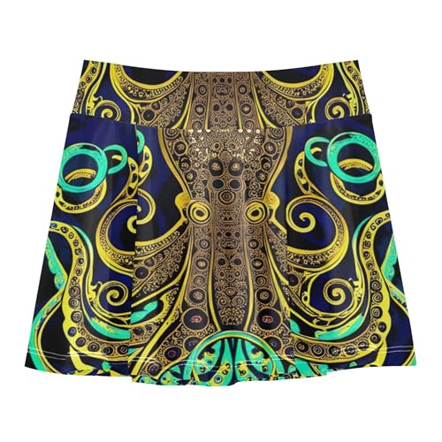 Athletic Shorts Girls Skorts Golden Teal Octopus Black Navy Toddlers Tennis Skirts Custom Butterfly Skirt 3t