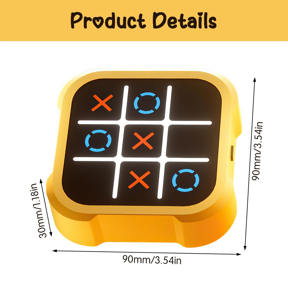 Juego Electrónico Tic Tac Toe 3 En 1, Portátil, Con IA Y Modo Para 1-4 Jugadores, 9 Niveles De Dificultad, Regalo Para Niños 3+