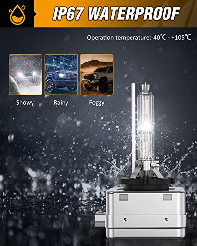 Image of GOOACC D3S HID headlight bulbs,6000k Diamond White,High low beam,Xenon replacement bulbs-2pcs