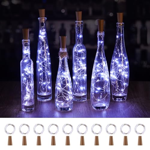 Image of Brightown 10 Pack Wine Bottle Lights with Cork, White