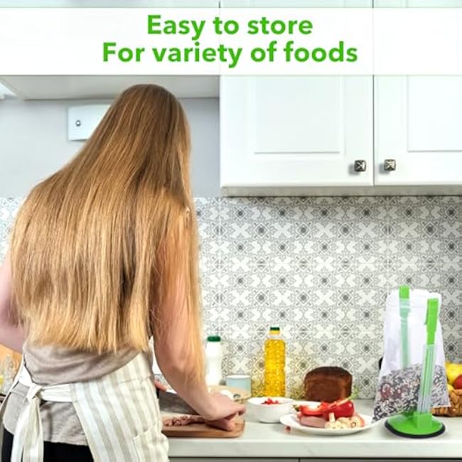 12 Pack Baggy Rack Stand Adjustable Freezer Bag Holder Stand Ziplock Bag Holder for Filling With No Food Spills or Kitchen Mess (Green)