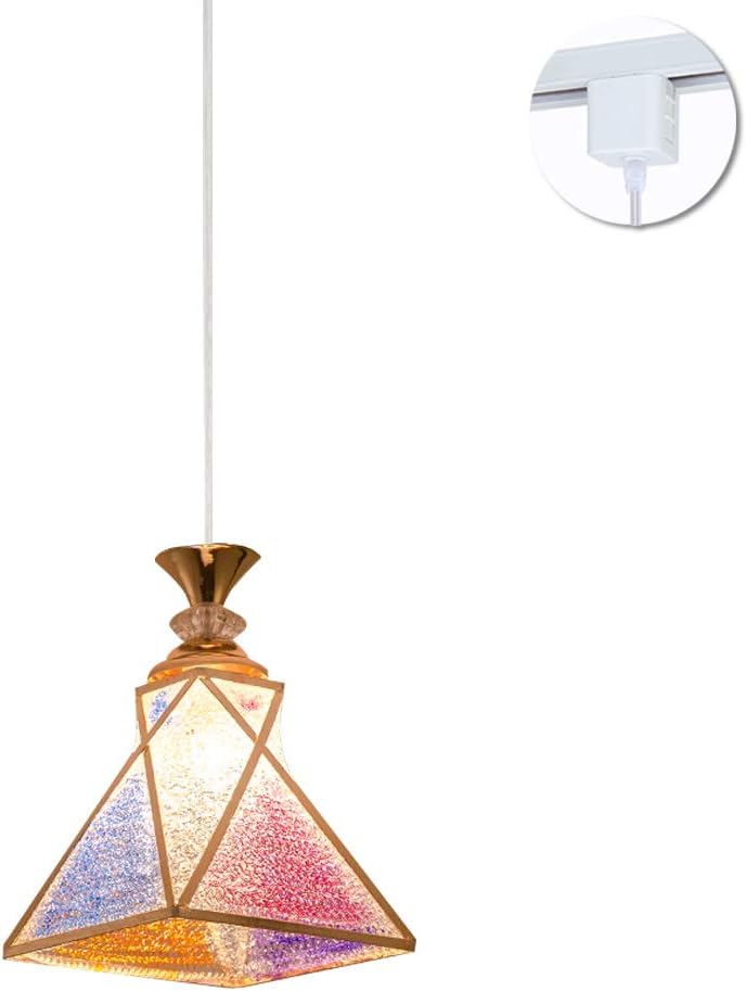 H-Type Track Light Colorful Frosted PVC Lampshade Pendant Light Handmade Fixtures Tiffany Style Chandelier for Dining Room Cabinet Bulbs Not Included