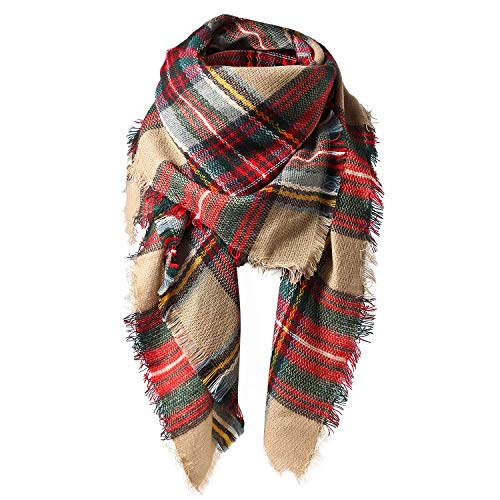 Century Star Women Oversized Knit Scarf Fashion Plaid Warm Scarves Tartan Blanket Shawl Wrap Multicolor One Size
