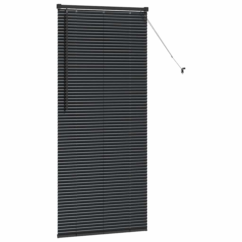 Fensterjalousie Mit Vorhängen Aus Aluminium, Matt Oberfläche, Rollo Verdunkelung, Rollos Für Fenster, Geeignet Für Wohnzimmer Schlafzimmer, Schwarz, 70 x 175 cm