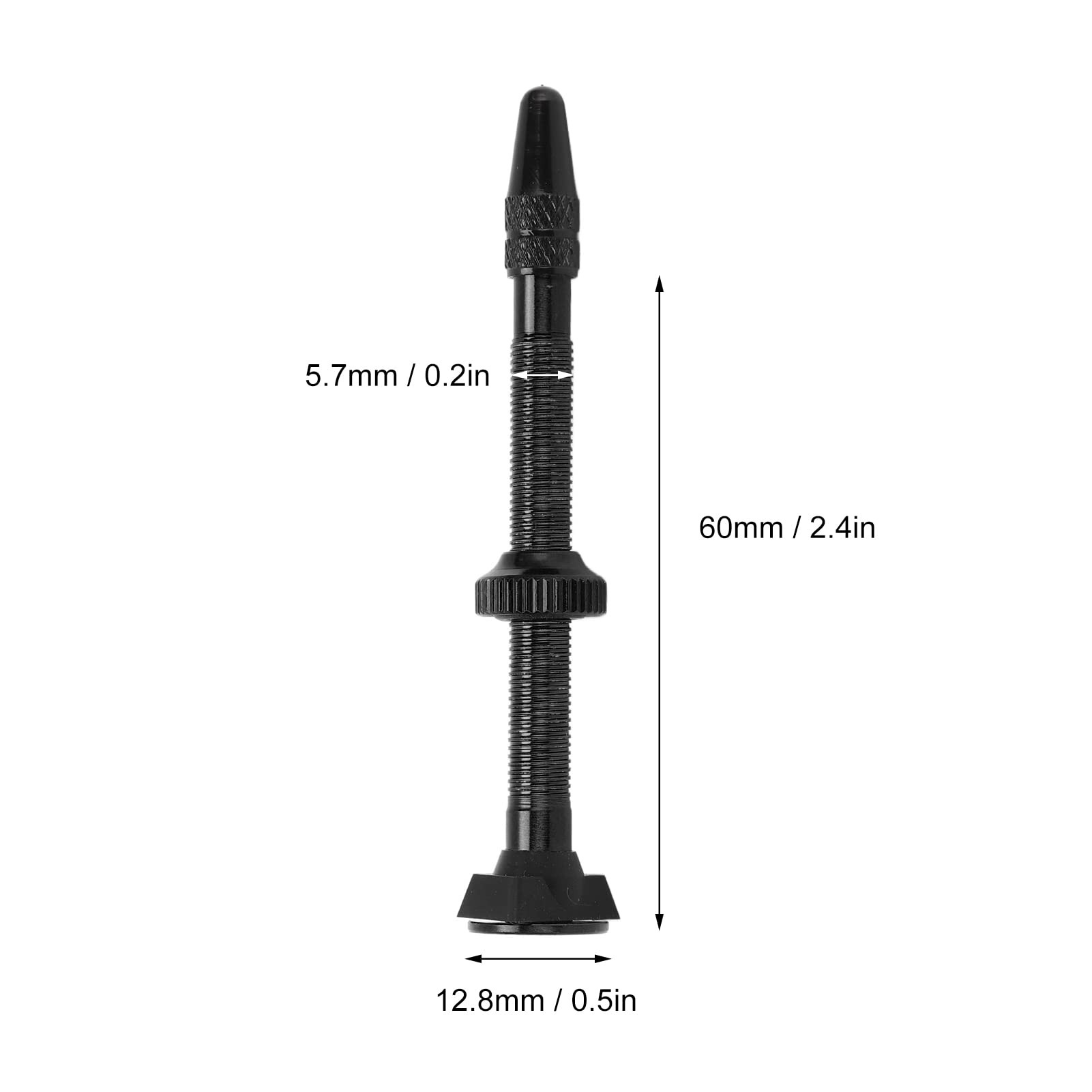 Tubeless Presta Valve Stem Kit, 2 Pcs 60mm Bike Tubeless Presta Valve Stem, Lightweight Alloy No Leak Bike Valve Stem for Mountain Road Bike (Black)