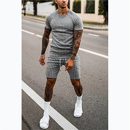Zomer heren T-shirt trainingspak 2 stuk set casual sport pak afgedrukt outfits streetwear kleding, n, M - Afbeelding 3