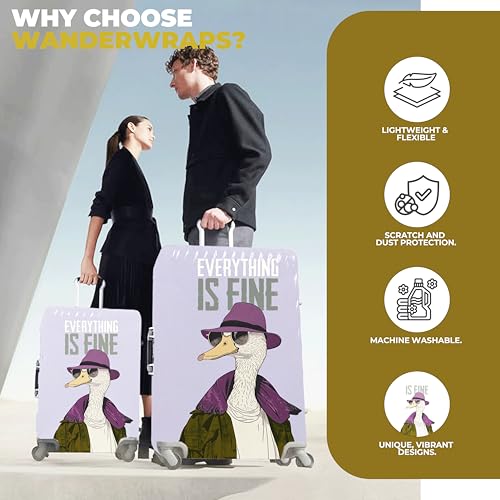 Image of WanderWraps Spendex Polyester Protective Luggage Cover | Hard Luggage Trolley Bag Cover | Washable | Dust Proof | Stretchable | L - 28 inch | Dapper-Drake