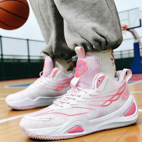 Image of Unisex Basketball Shoes for Women Men Breathable Mesh Non Slip Rubber Sole Lightweight Athletic Sneakers for Indoor Outdoor Court Walking Training