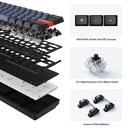 Image of Keychron K12 Pro Custom Wireless /Wired Mechanical Keyboard QMK /VIA Programmable Macro with Hot-Swappable Keychron K Pro Brown Switch 60% Compact Layout RGB Backlit Compatible with Mac Windows Linux
