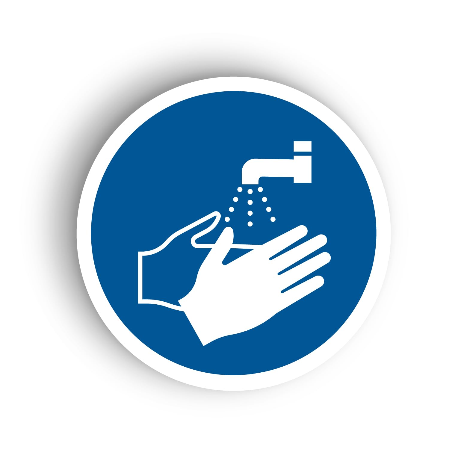 Set of 18 Wash Your Hands Mandatory Safety Signs - 56mm Waterproof Indoor/Outdoor Stickers - Office, Warehouse, PPE Site Safety Signs