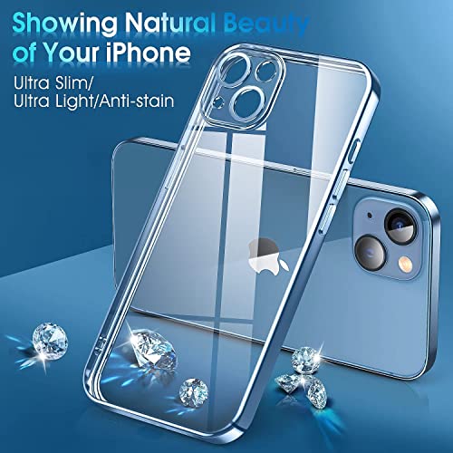 Image of VONZEE Thermoplastic Polyurethane Transparent Case Compatible With Iphone 13 (6.1 Inch),Luxury Electroplated Soft Edge Bumper Case,Full Camera Protection&Reinforced Corners Shockproof Case Cover