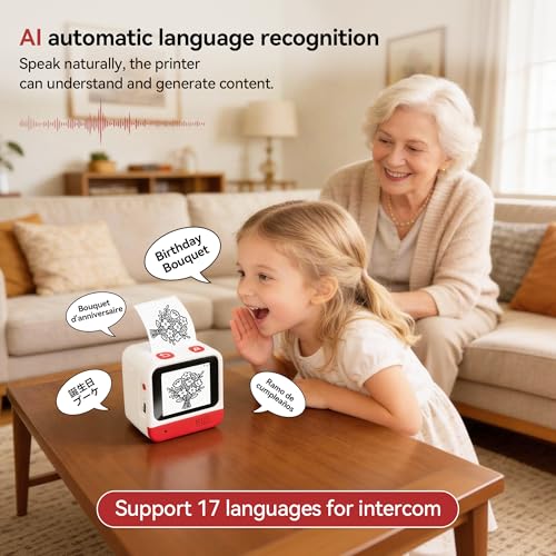 Image of ormos Smart AI Voice Sticker Printer with Touch Screen, Mini Thermal Label Maker for Kids, Portable Inkless Picture Journaling Device, Creative Toy Gift Set with Rolls Paper
