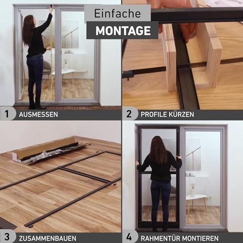 Windhager Insektenschutz Spannrahmen-Tür Expert Fliegengitter Alurahmen für Türen, Selbstbausatz 100 x 210 cm, weiß