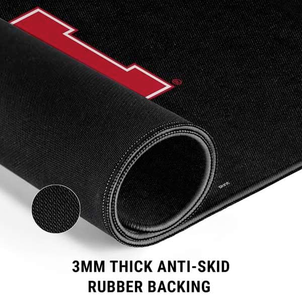Skinit Small Gaming Mouse Pad - Officially Licensed Nebraska Collegiate Text Black Design with Stitched Edges, Waterproof, Non-Slip Rubber Base, Desk Mat for Keyboard & Mouse, 12.6" x 11" inches