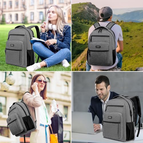 Image of School Backpacks for Teens Boys, 15.6 Inch Bookbag with Laptop Compartments | Sturdy Ergonomic Anti-Theft Water-Resistant Back Pack for Middle, High School & College, Grey