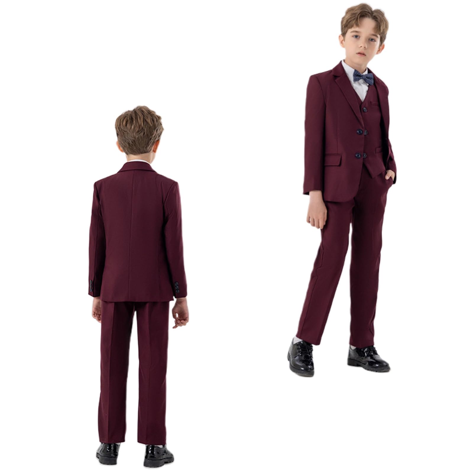 Generisch Costume d'affaires pour garçon - 4 pièces - Ensemble smoking pour enfants - Costume formel pour garçon - Avec gilet et pantalon