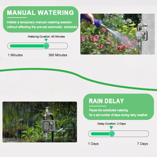 Image of HASTHIP Automatic Water Irrigation Timer for Garden Drip Sprinkler System LCD Smart Watering Timers Outdoor Irrigation Timer Automatic Sprinkler Timers