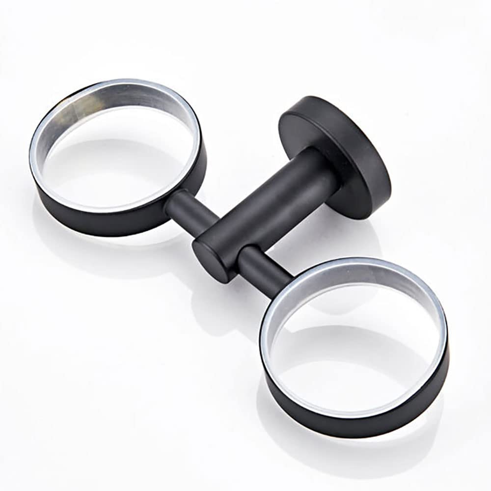Portaspazzolino Doppio portaspazzolino da Parete in Ceramica con Bicchiere Vetro Smerigliato, Materiale Ottone