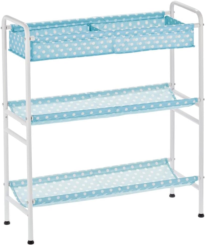 mDesign 3-Tier Metal Frame, Vertical Toy Storage Organizer Cart for Child/Kids Bedroom, Toy Room, Playroom - Holds Toys, Crayons, Building Blocks, Puzzles, Crafts, Books, Blankets - Turquoise/White