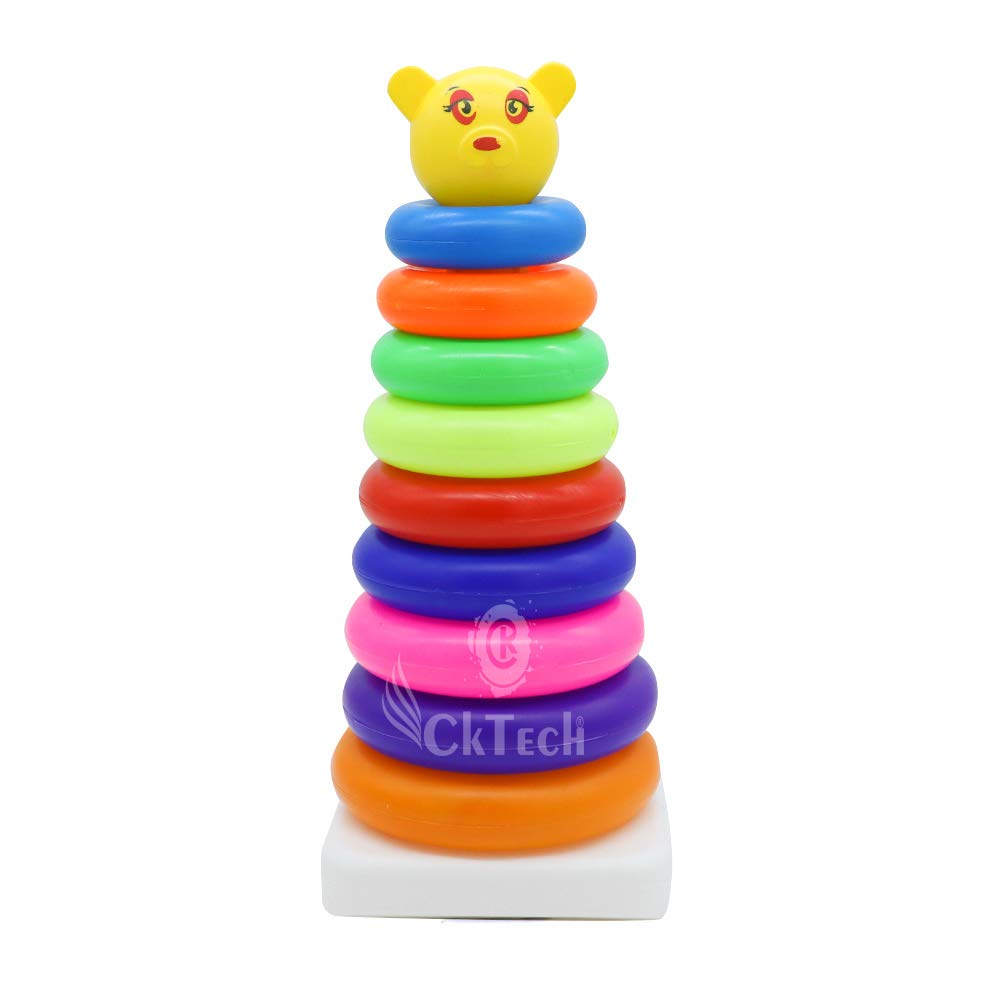 Pack of 1 Smiley Stacking Colouring Teddy Rings for Kids 9 pcs Teddy Ring Multi Color, Stacking Toy (9 PCS) - malticolor?