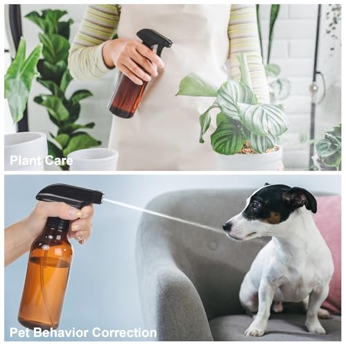 Plastic Spray Bottles, 2-Pack, Mist & Stream, Heavy Duty Spraying, Empty Water Spray Bottle for Cleaning Solutions, Hair, Plants, BBQ, Cat Dog Behavior Correction - Leak Proof (Clear) - Image 8