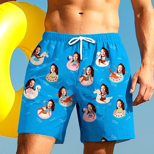 Custom Face Swim Trunks for Men Personalized Tropical Quick Dry Funny Photo Beach Swimming Shorts4