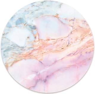 Audimi Small Mouse Pad 20 x 20 cm, Blue and Pink Round Mouse Pad for Laptop Wireless Mouse Home Office Travel, Portable & Washable