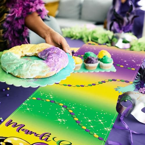 Chemin de table Mardi Gras en toile de jute pour protéger et décorer votre buffet - 7