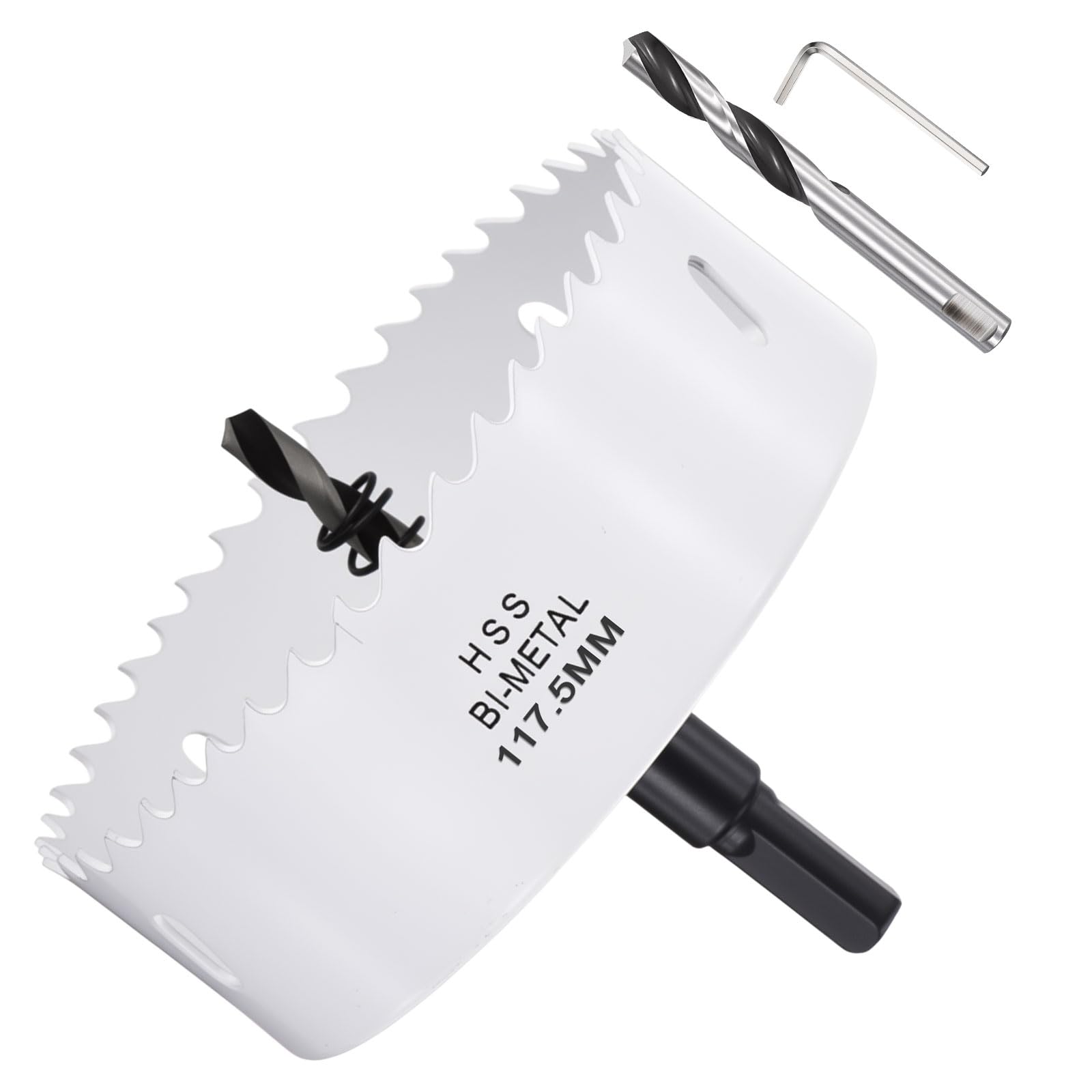 METALLIXITY Bi-Metal Hole Saw 4-5/8", M42 HSS Circular Head 117.5mm Hole Cutter with 2 Pilot Drill Bits