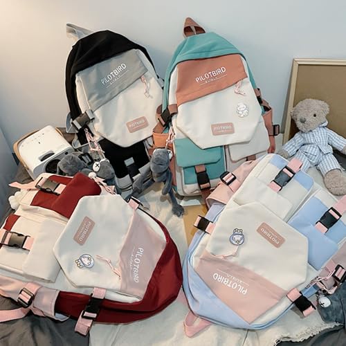 Cute Large Capacity Backpack Women Waterproof Harajuku Backpack for Man Female Laptop Bag Travel Backpack (Red)3