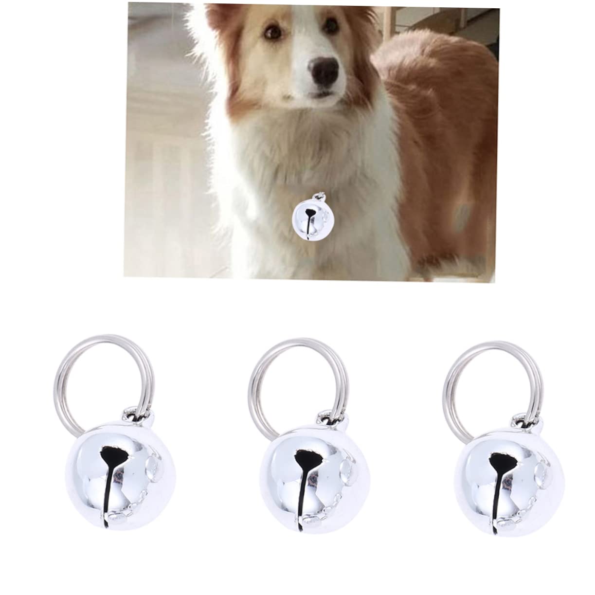 Housoutil 3sets Pet Christmas Collar Bells Cat and Dog Bells Silver Jingle Pet Collar Pendant 18mm 10pcs*3