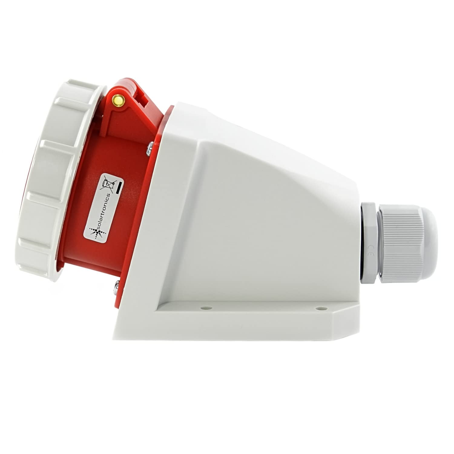 Wysokoprądowe gniazdko ścienne CEE do kabla 16 A 400 V IP67 5-pinowe gniazdo ścienne z zakręcaną pokrywą i pokrywą na zawiasach na zewnątrz 91643