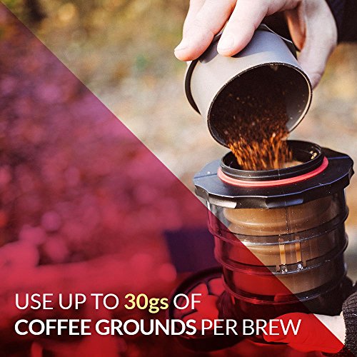 Image of Cafflano Kompact Portable Coffee Maker - Black - Tra el Hot and Cold Coffee Brewer French Press Pour O er - Tra el Coffee Pot Cup
