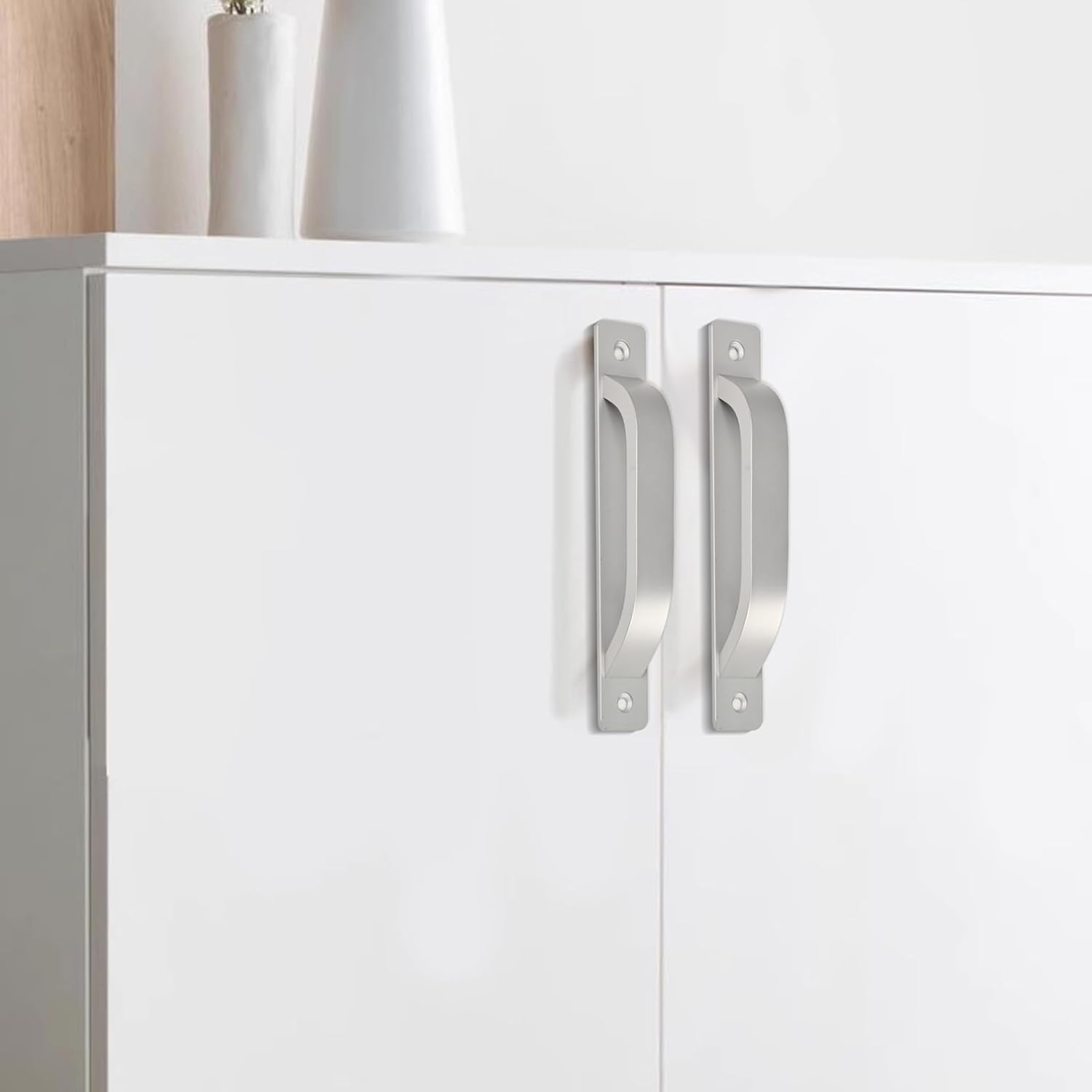 2 Pcs 5inch/128mm Barn Door Handles, Silver Furniture Hardware Pull Set, Cupboard Drawer Handles, Cabinet Dresser Pulls (Silver)
