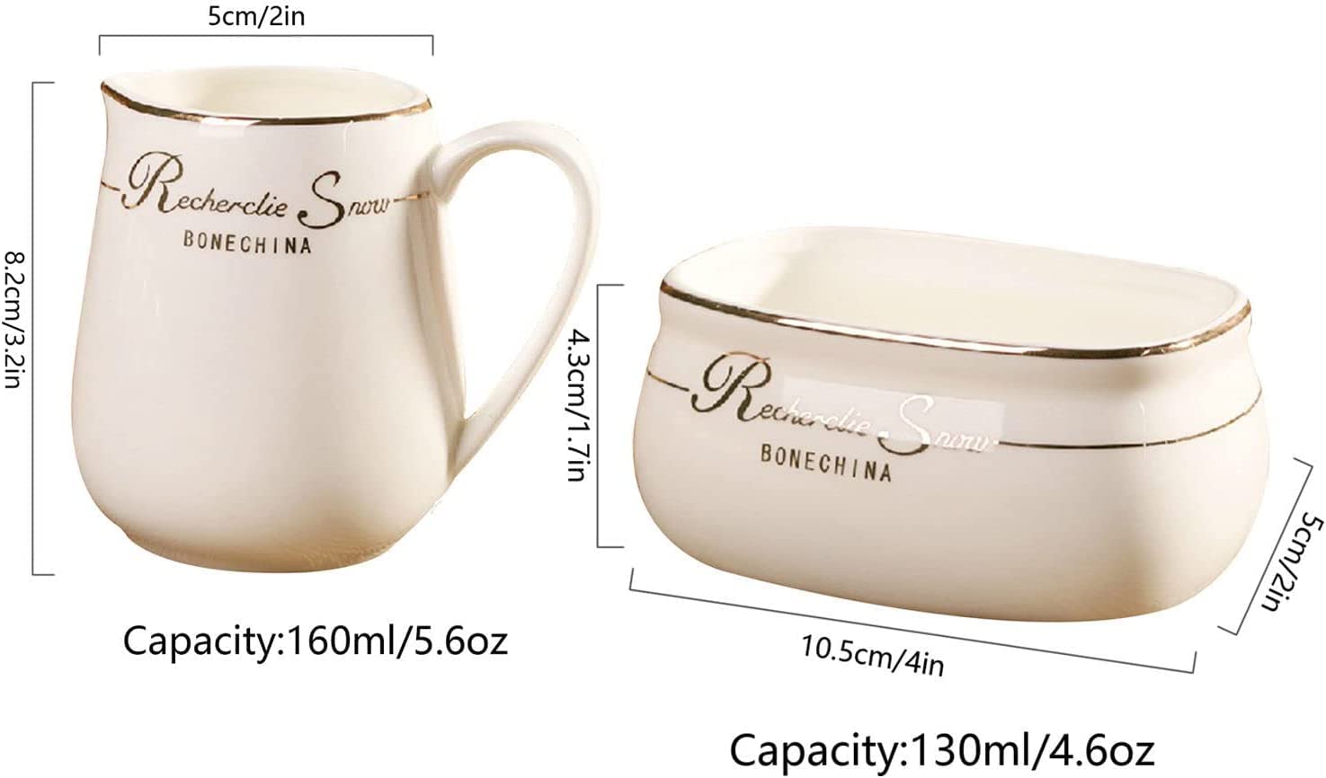 sucrier à crème,Vaisselle en céramique, Sucrier en céramique avec Couvercle et Pot à Lait, Pot à crème et à Sucre, Pot à Sucre, Pot à café, Pot à Lait Blanc et sucrier