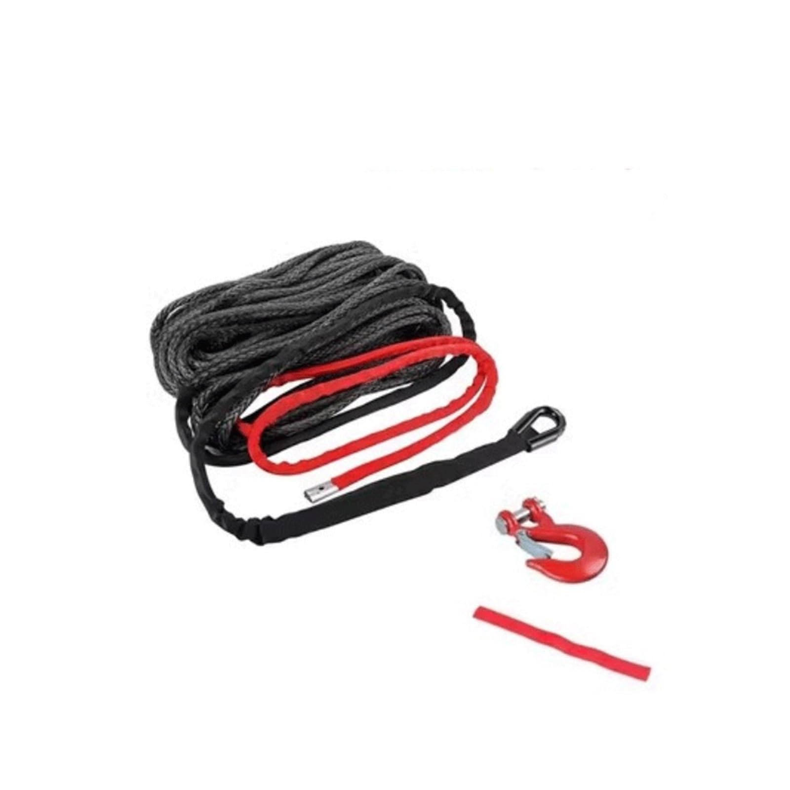 Lina wyciągarki 12000 funtów, 25 m * 10,5 mm, syntetyczny kabel z włókna ATV UTV SUV KFI, zapasowy z hakiem(Black)