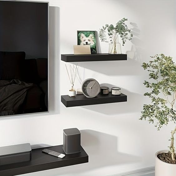 WIQOWEG Set of 2 Floating Shelves Wall Mounted Shelf, for Home Decor with 6,(9, inch (Black) (B0CS3MXGL4) Amazon Price History, Amazon Price Tracker