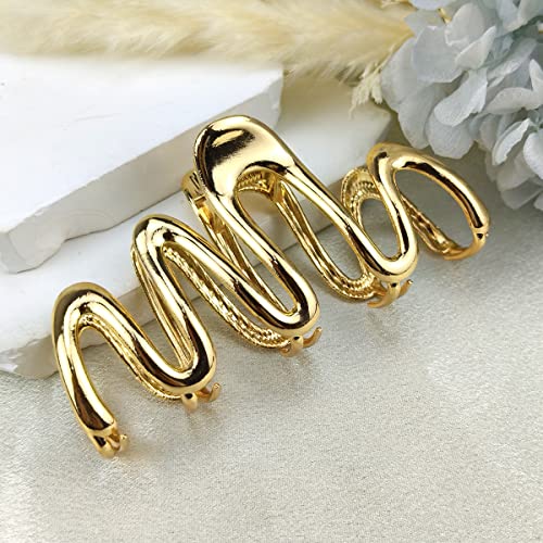 Pinza para cabello metálica diseño serpiente dorada miniatura 2