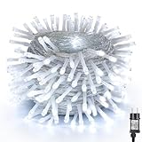 NEXVIN Lichterkette Außen 20M 200 LED Weihnachtsbeleuchtung Außen Strom mit Timer Speicherfunktion, Wasserdicht 8 Modi Weiß Lichterkette Weihnachtsbaum für Außen Innen Weihnachten Hochzeit Party