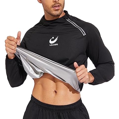 LAZAWG Men's Long Sleeve Sauna Jacket Cover