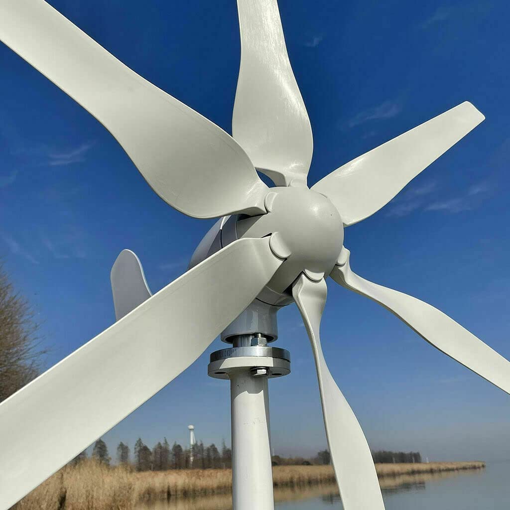 1000W Horizontal Windkraftanlage Komplettanlage 12V 6Flügel Windgenerator mit MPPT Laderegler Windturbine Windräder Garten Windrad für Heimgebrauch Industrielle Farm Stromerzeuger