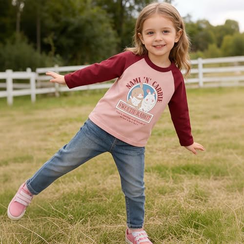 Image of 100% Cotton Girls T-Shirt 2-Pack Cute Tops Casual Soft Printed Toddlers Tees Layering 18Months-8Years