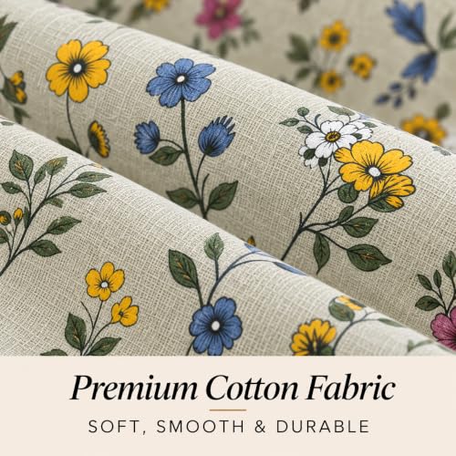 Image of 300 TC 100% Cotton King Size Bedsheet 108x108 Inch with Pillow Covers, Blue Mini Floral Print Bed Sheet, Soft, Breathable & Skin Friendly