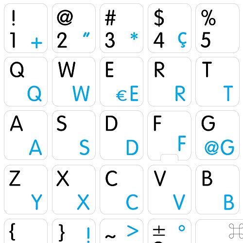 MAC English-Swiss (MULTILINGUAL) Keyboard Decals White Background