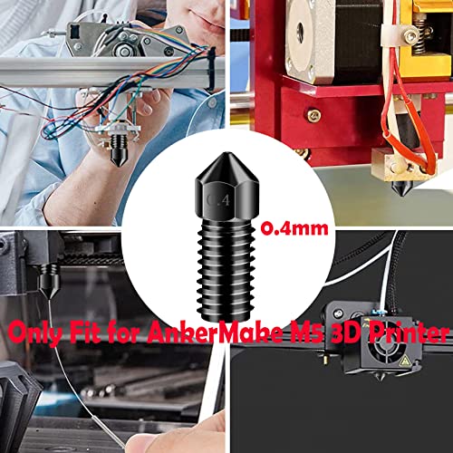 LANKEGU 5 Stück Verbesserte Gehärtete Stahl Düsen, 3D Drucker Zubehör Hoch Temperaturbe Ständige 0,4 mm Hardened Steel Nozzle für AnkerMake M5, M5C 3D Drucker